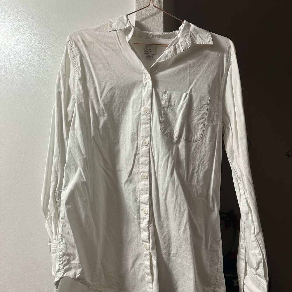 White Button-Up Shirt Long